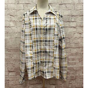 Ashley Stewart Size 18 Button Up Shirt White Plaid NEW Raised Seam
